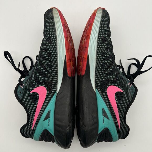 Nike Lunarglide 6 Women’s 8.5 Black Green Pink Running Shoe 654434-002 - Picture 5 of 14